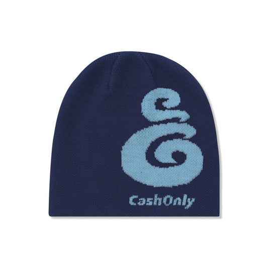 Cash Only Symbol Skully Beanie - Blue