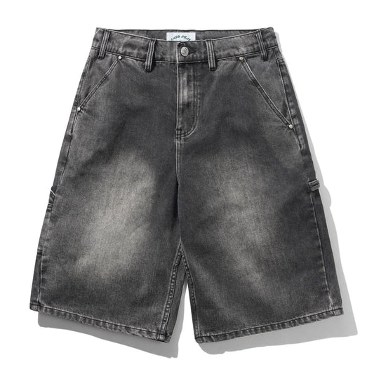 Cash Only Point Denim Shorts - Work Grey