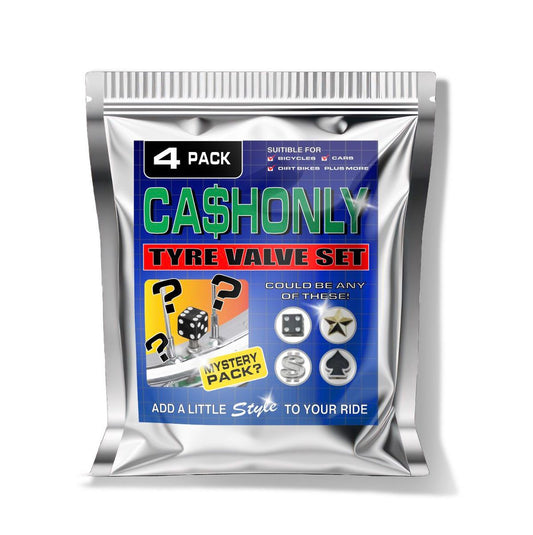 Cash Only Tyre Valve Cap Set - Black