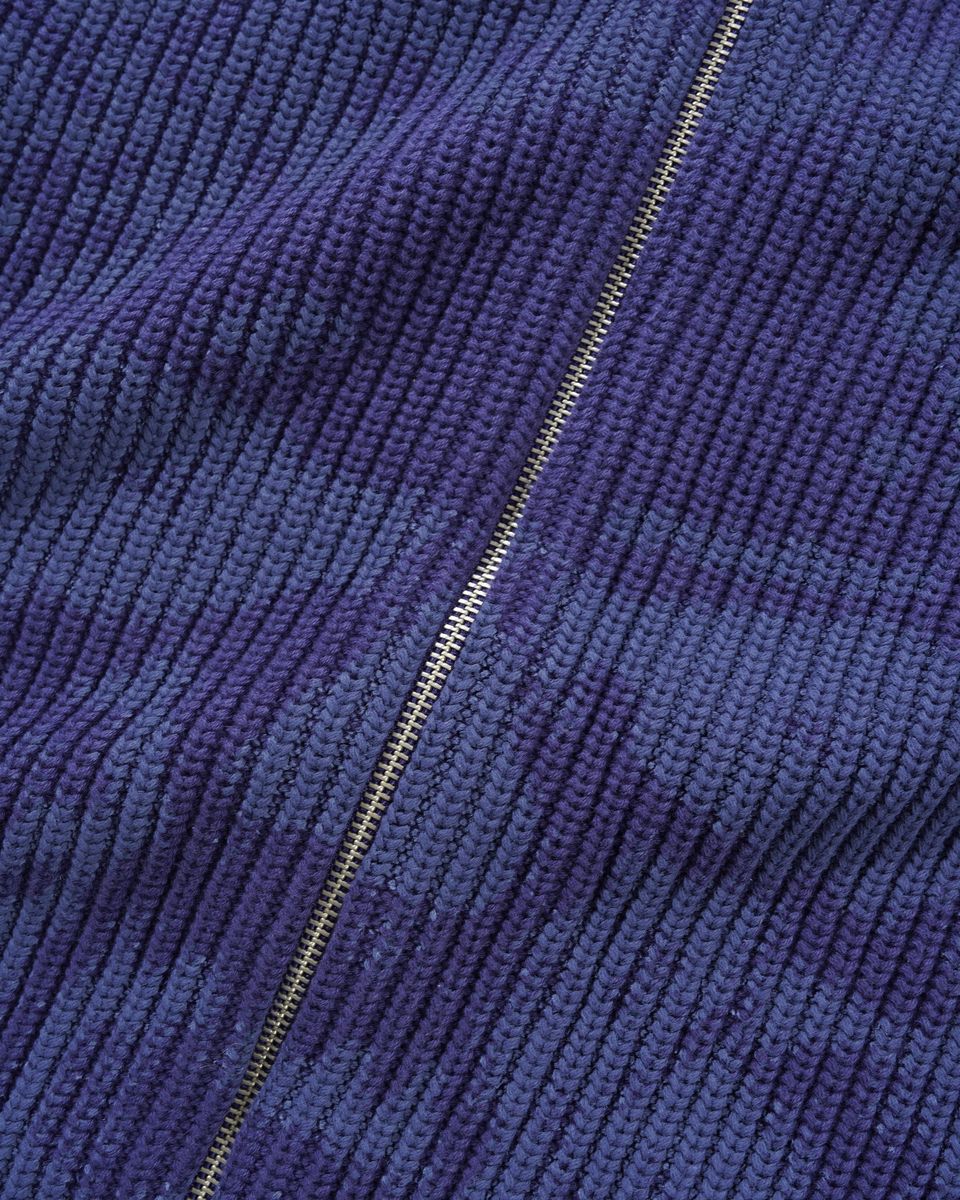 Butter Goods Shout Zip-Thru Knit Sweater - Dark Blue