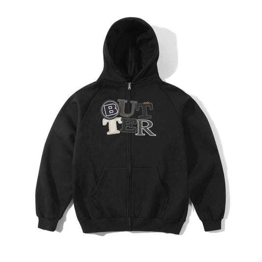 Butter Goods Patchwork Zip-Thru Hoodie - Black
