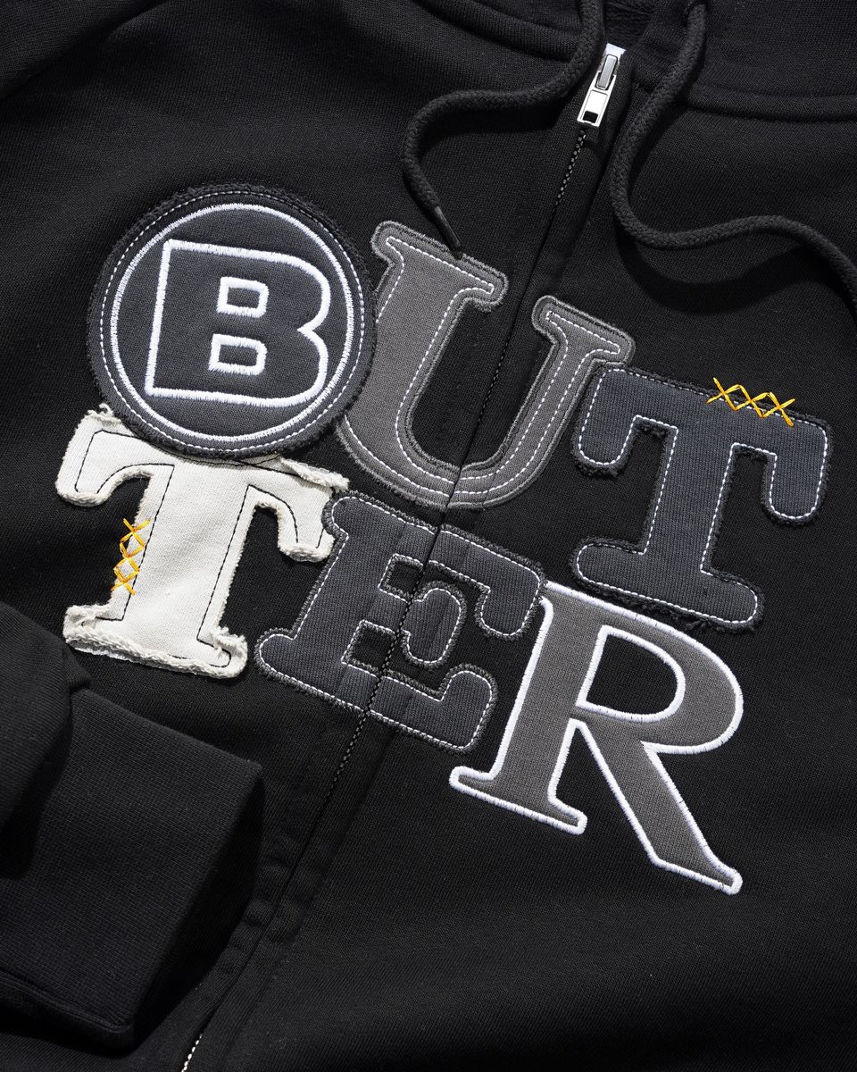 Butter Goods Patchwork Zip-Thru Hoodie - Black