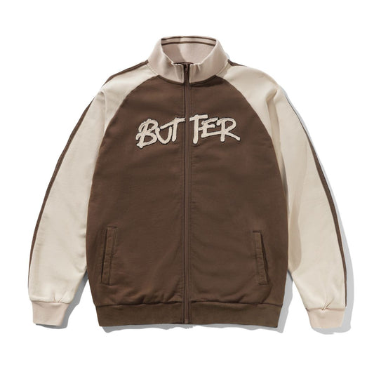 Butter Goods Tunnel Fleece Track Jacket - Chocolate/Beige