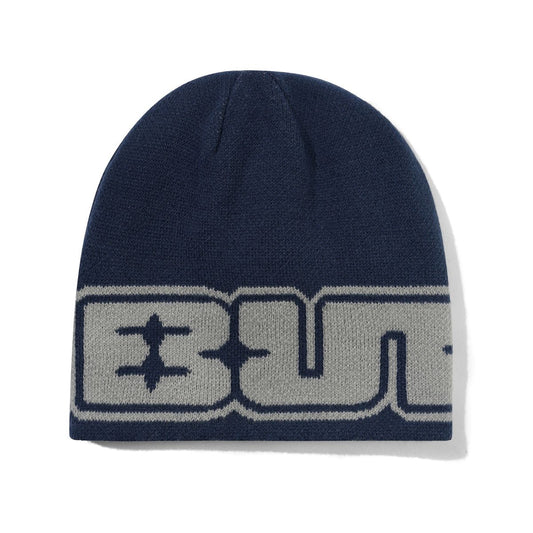Butter Goods Glint Reversible Skully Beanie - Navy/Grey