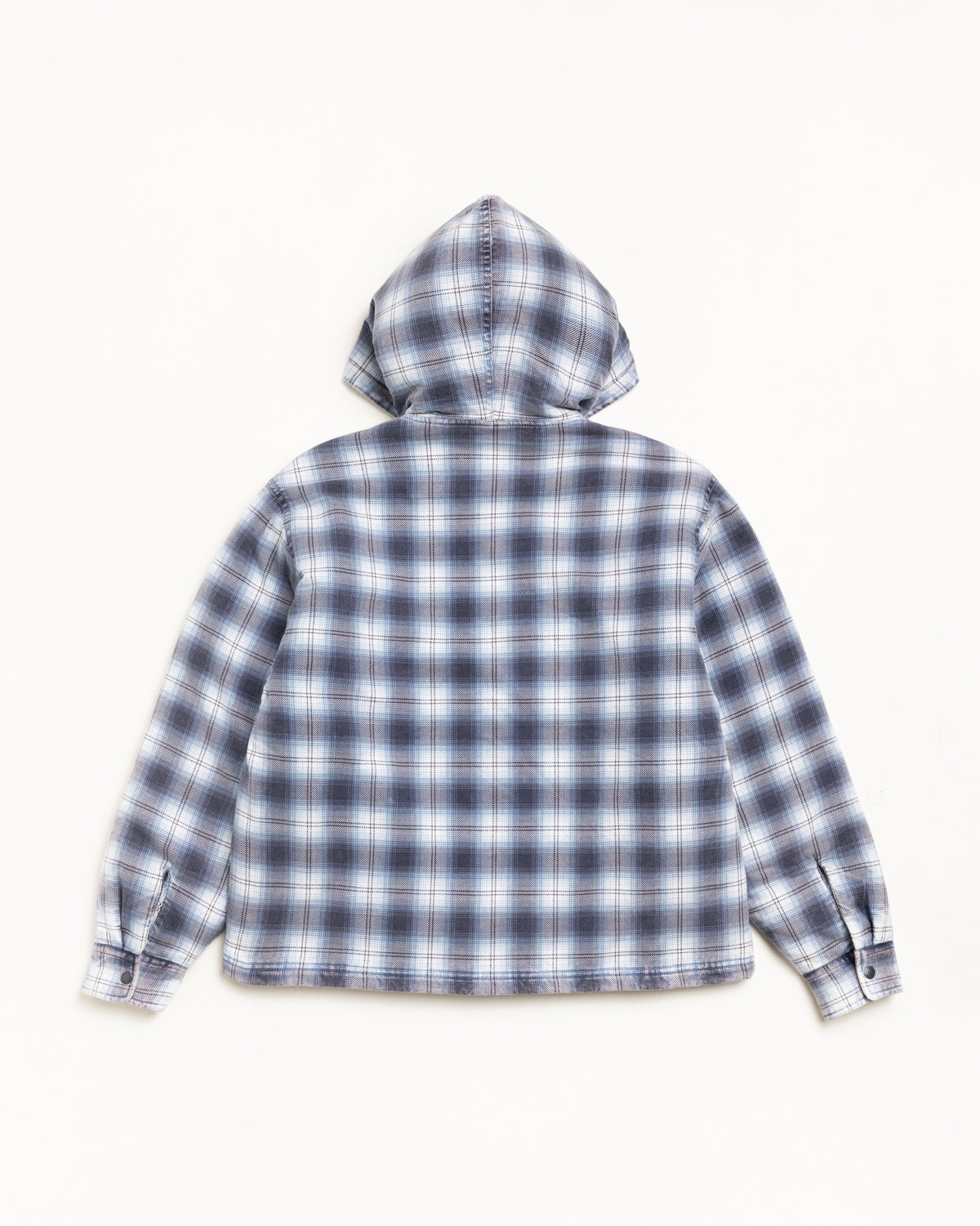 Stussy Zip Hooded Plaid Shirt Jacket - Blue