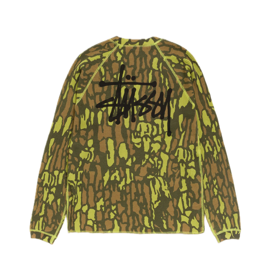 Stussy Raglan Thermal Longsleeve - Tree Bark Camo
