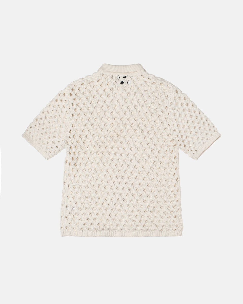 Stussy Big Mesh Polo Sweater - Ivory – Ninetimes Skateshop