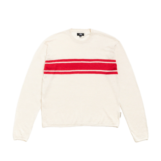 Stussy Striped Long Sleeve Knit Sweater - Bone