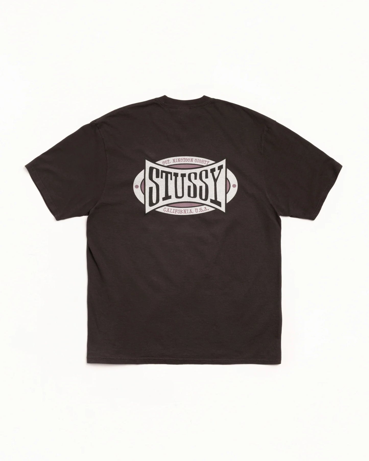 Stussy Champion Oval Pigment Dyed Tee - Faded Black