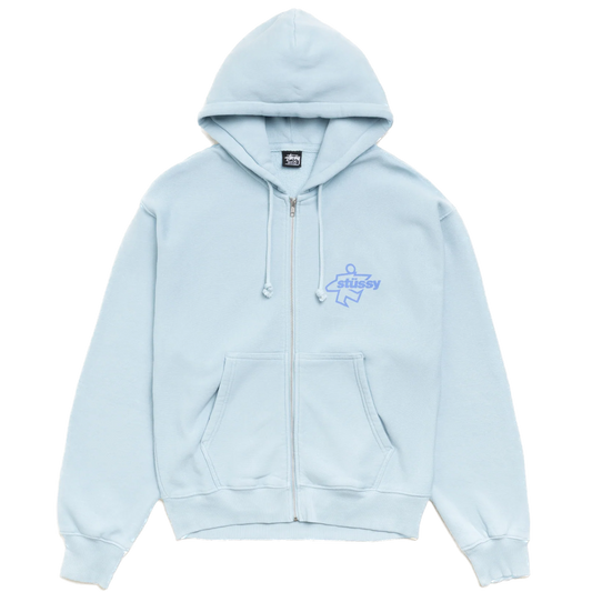 Stussy Surf Size Garment Dyed Zip Hoodie - Sky Blue
