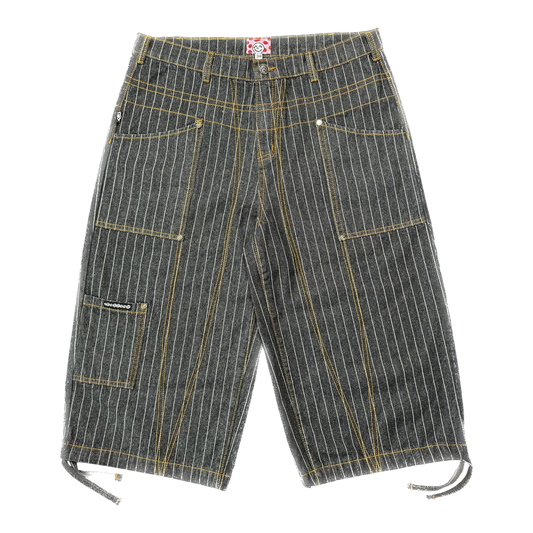 Star Team Star Capri Cargo Shorts - Pin Stripe Black