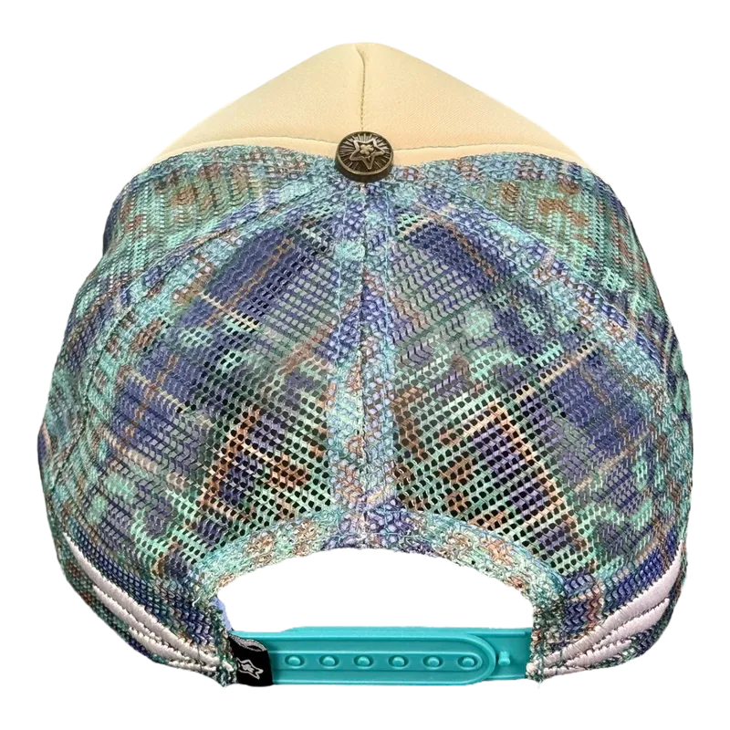 Star Team Camo Plaid Trucker Hat - Blue
