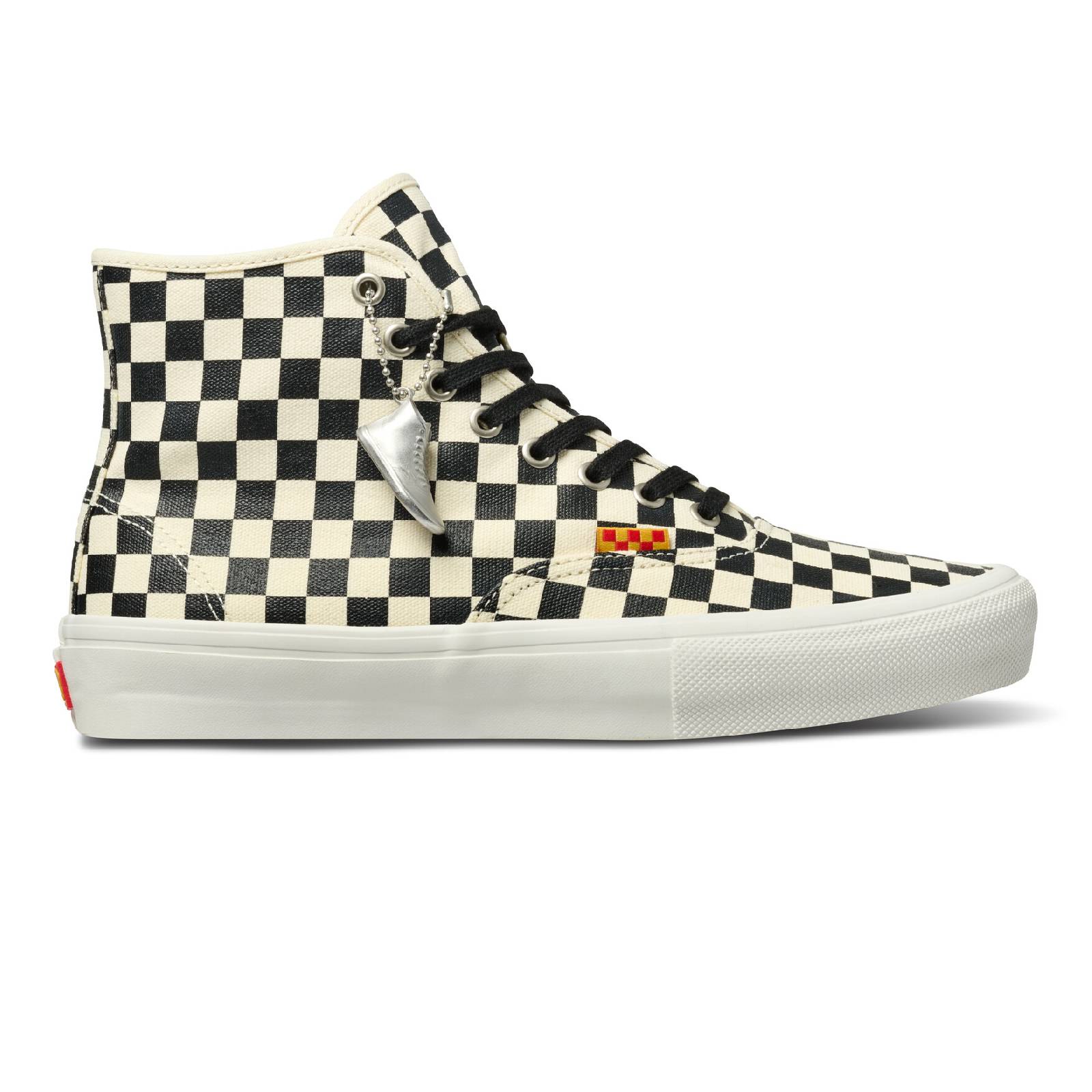 black checkered high top vans