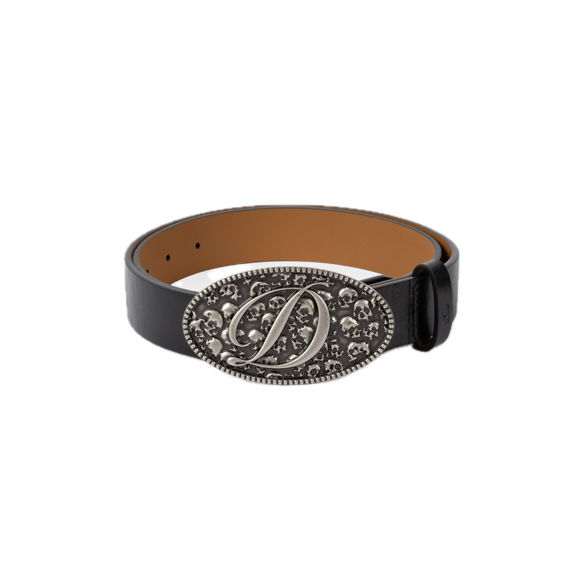 Dime Skull Leather Belt - Black