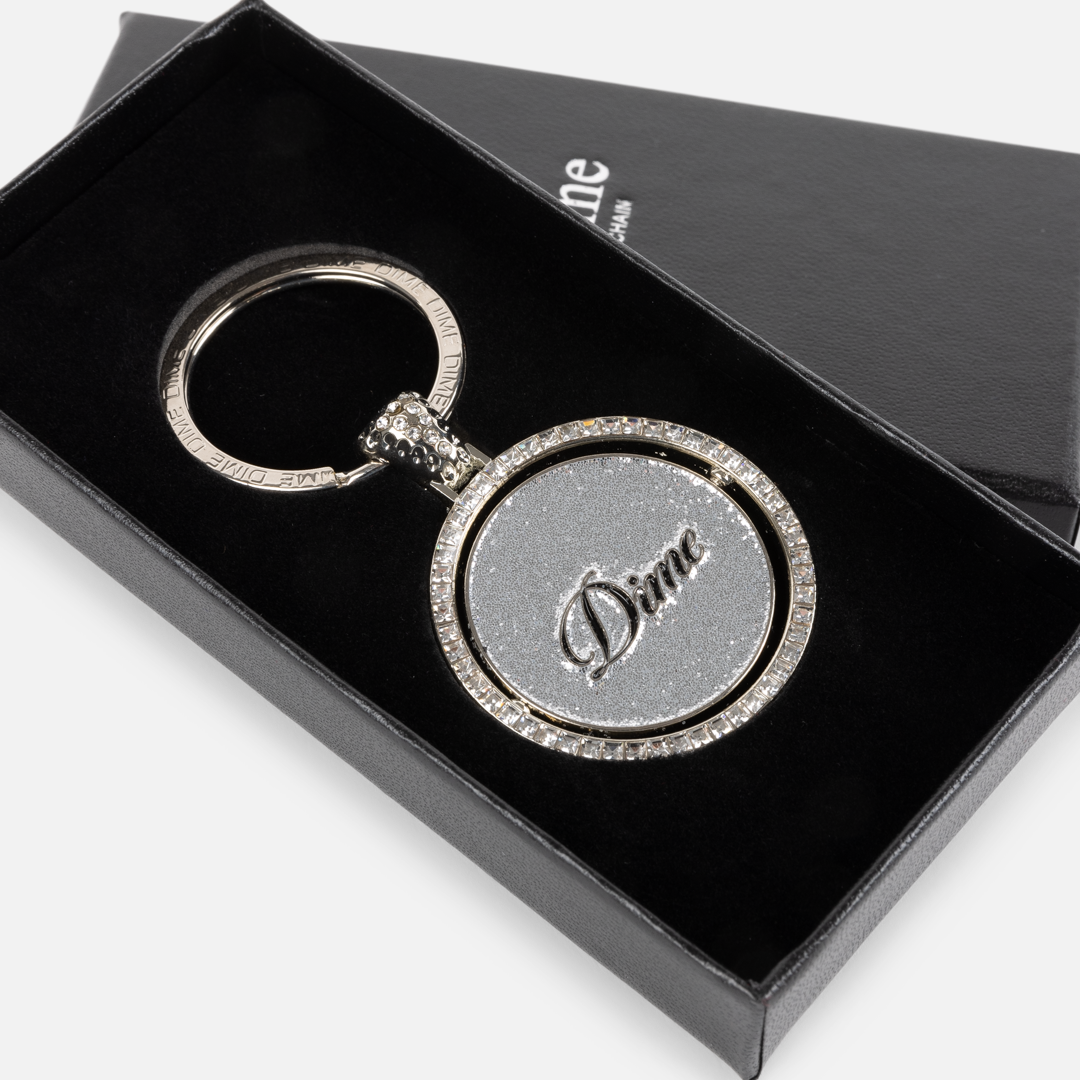 Dime Iced Out Keychain - Silver
