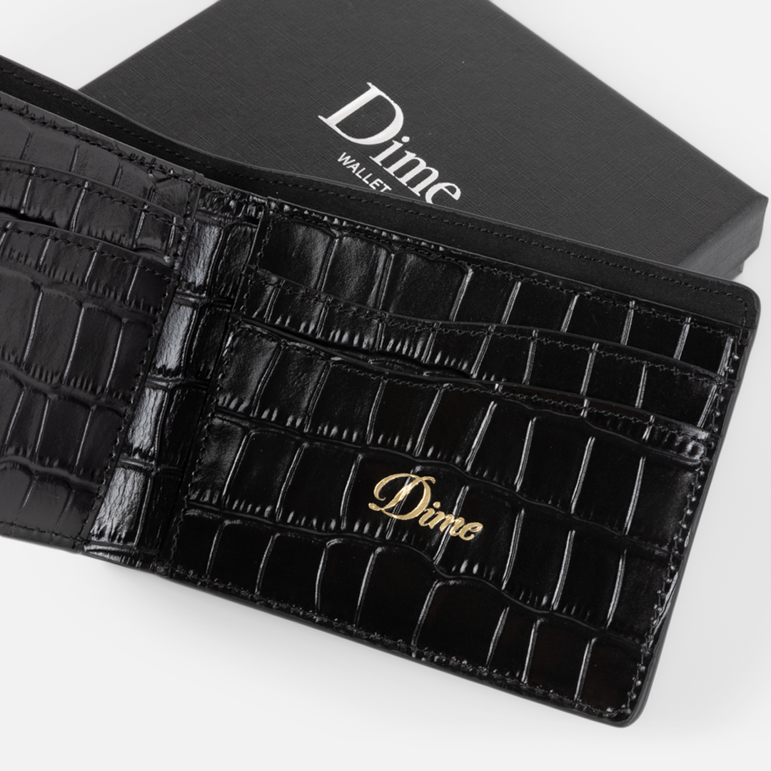 Dime Croc Bifold Wallet - Black