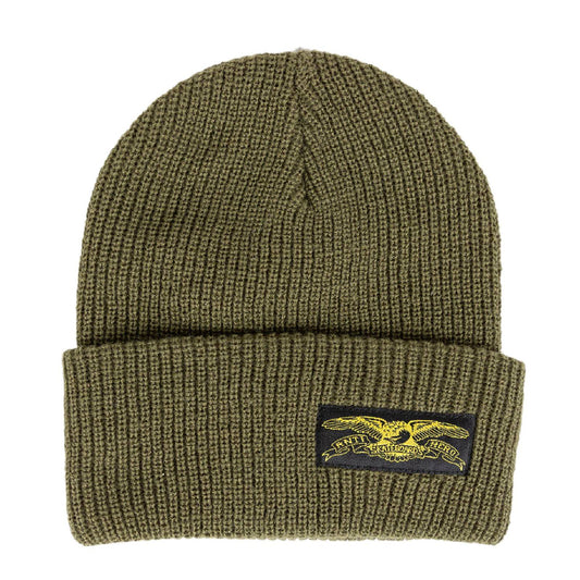 Antihero Stock Eagle Label Cuff Beanie - Olive/Black/Yellow