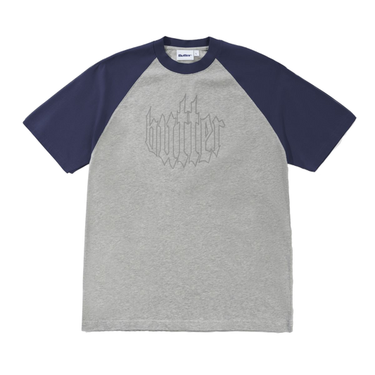 Butter Goods Harvest Raglan Tee - Navy/Heather Grey