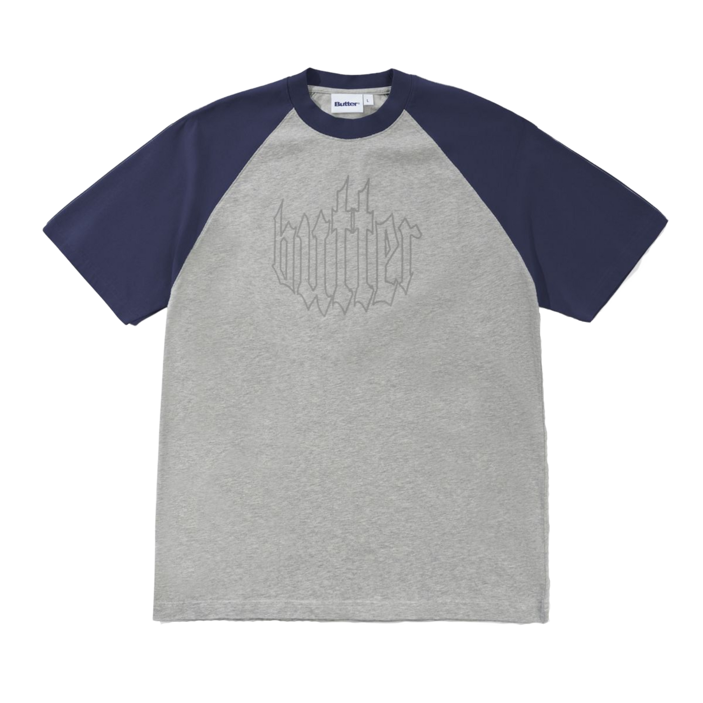 Butter Goods Harvest Raglan Tee - Navy/Heather Grey