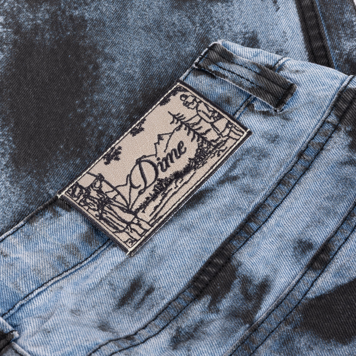 Dime Relaxed Denim Pants - Light Blue (Black Paint)