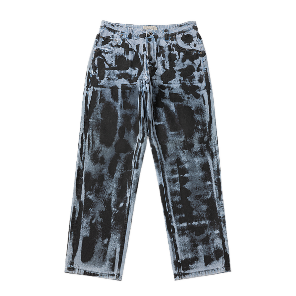 Dime Baggy Denim Pants - Black (White Paint)