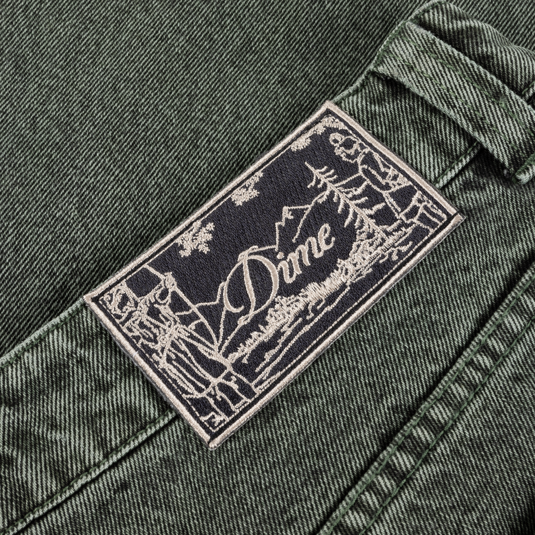 Dime Baggy Denim Pants - Overdyed Green