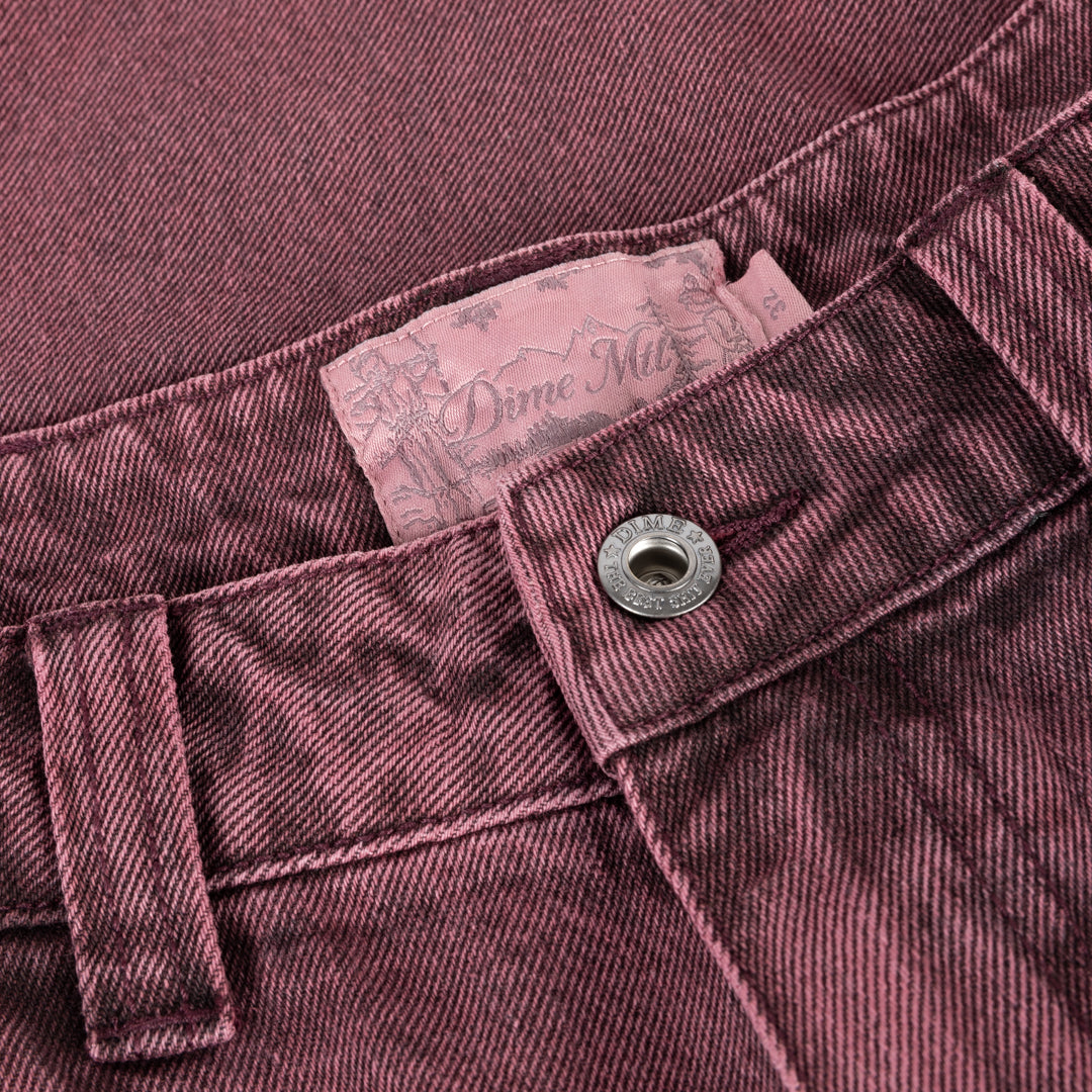 Dime Baggy Denim Pants - Wine Washed