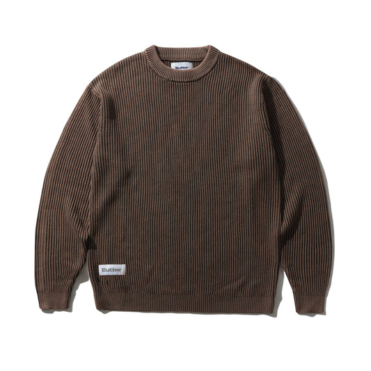 Butter Goods Bleached Knit Sweater - Brown