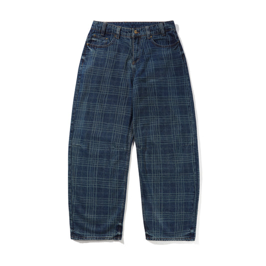 Butter Goods Burn Wide Cut Denim Jeans - Dark Indigo Plaid