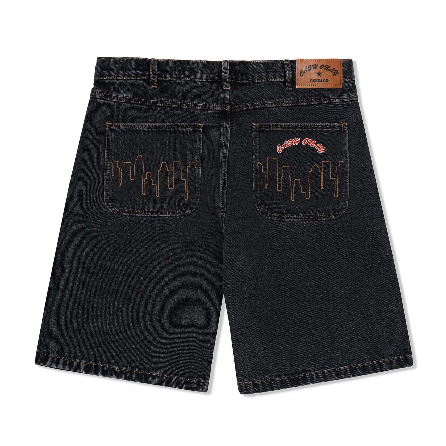 Cash Only Logo Denim Shorts - Washed Black