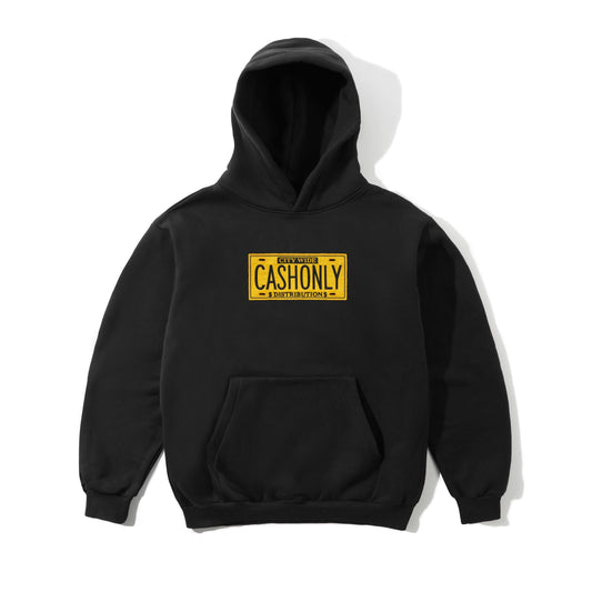 Cash Only License Plate Hoodie - Black