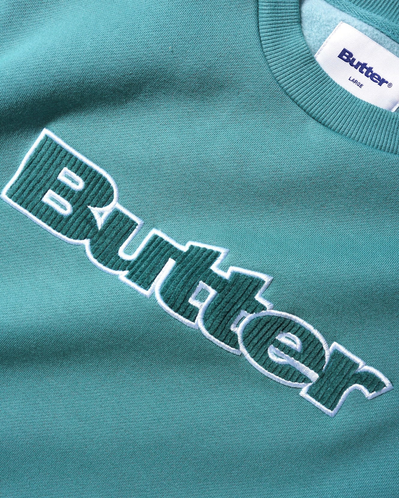 Butter Goods Cord Logo Crewneck Sweatshirt - Jungle Wood