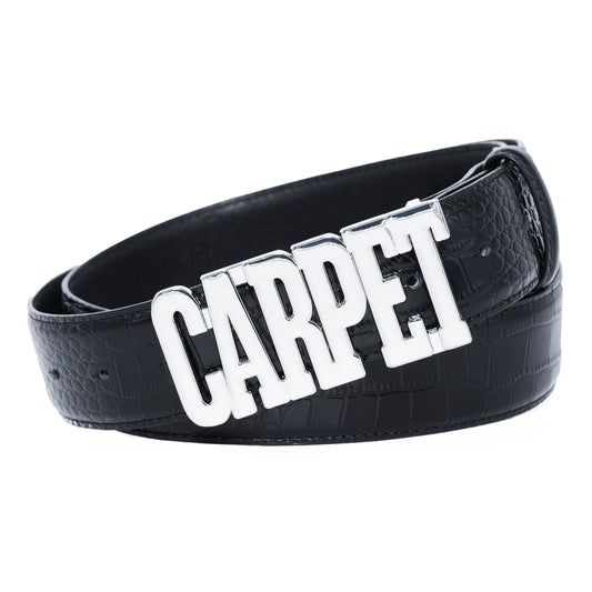 Carpet Company Crocskin Leather Belt - Black