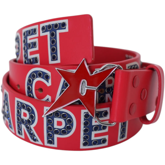 Carpet Company Varsity Rhinestone Leather Belt - Red