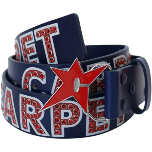 Carpet Company Varsity Rhinestone Leather Belt - Blue
