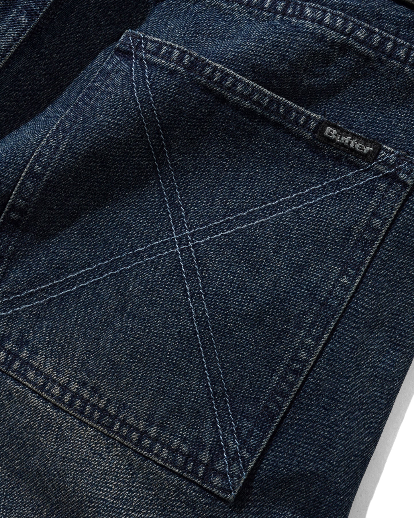 Butter Goods Distressed Big Denim Shorts - Washed Dark Blue