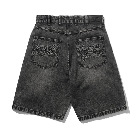 Butter Goods Drummer Baggy Denim Shorts - Streaky Black