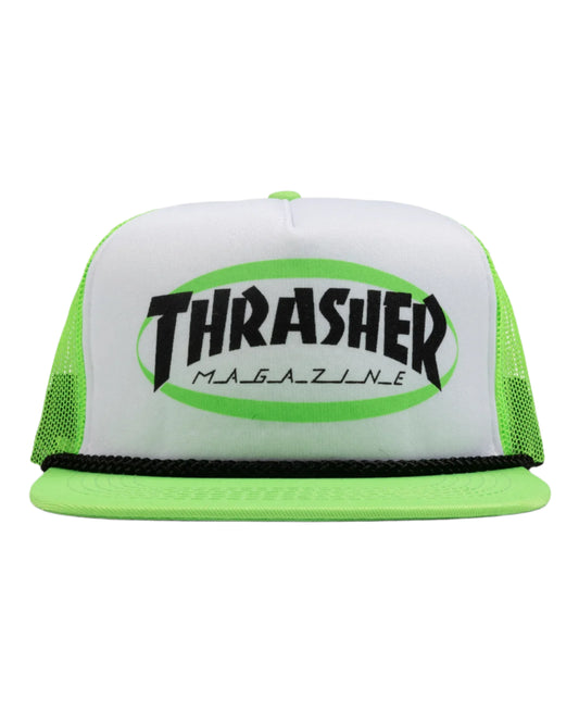 Thrasher Ellipse Mag Logo Rope Trucker Hat - Green