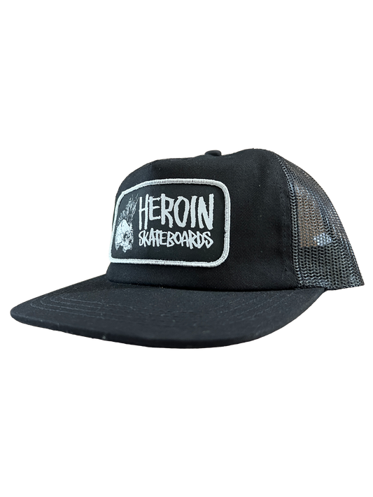 Heroin Punk Skull Trucker Hat - Black