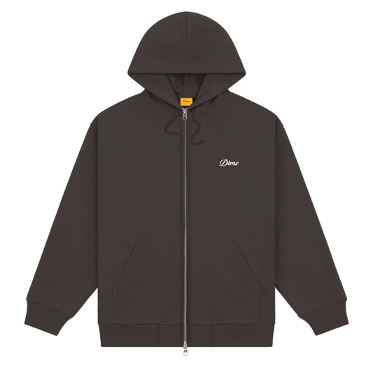 Dime Cursive Small Logo Zip Hoodie - Vintage Black
