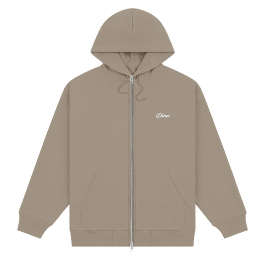 Dime Cursive Small Logo Zip Hoodie - Driftwood