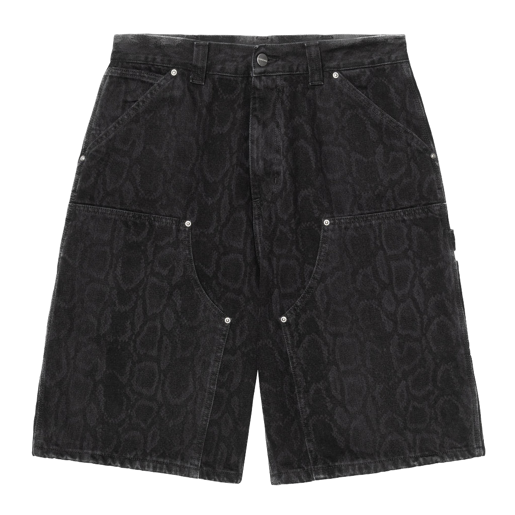 Carhartt WIP OG Double Knee Snake Camo Short - Black Heavy Stone Wash