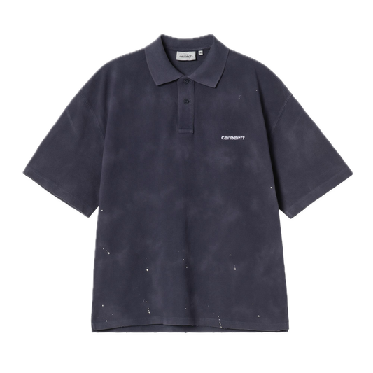 Carhartt WIP Painter Polo Shirt - Dark Navy Destroy Wash Splatter