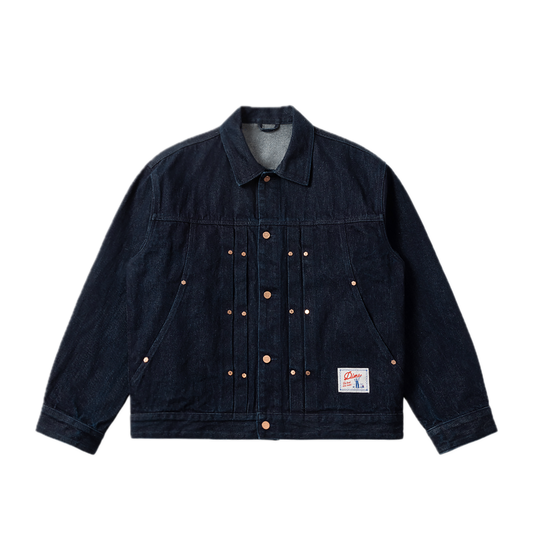 Dime Pleated Denim Jacket - Indigo
