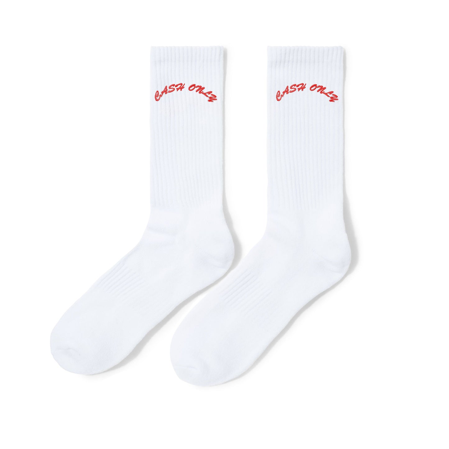 Cash Only Logo Crew Socks - White