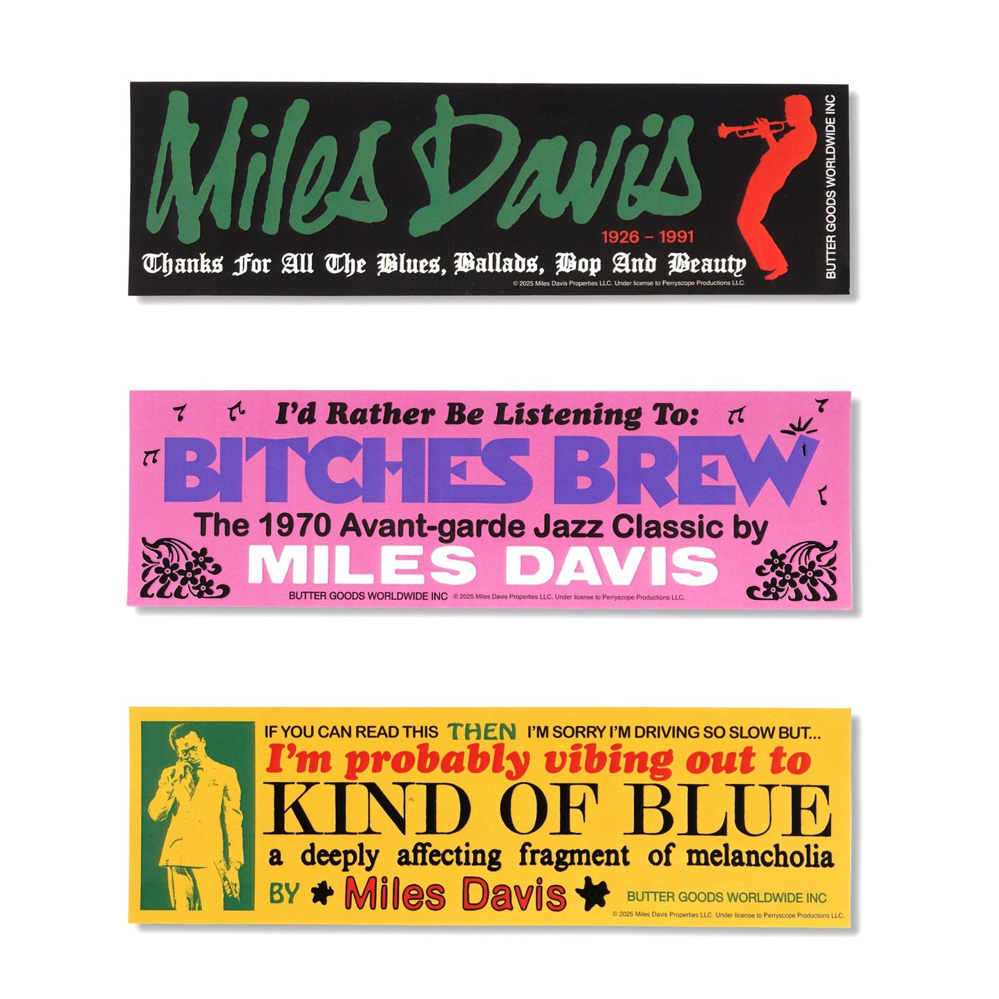 Butter Goods Miles Davis Bumper Sticker Pack