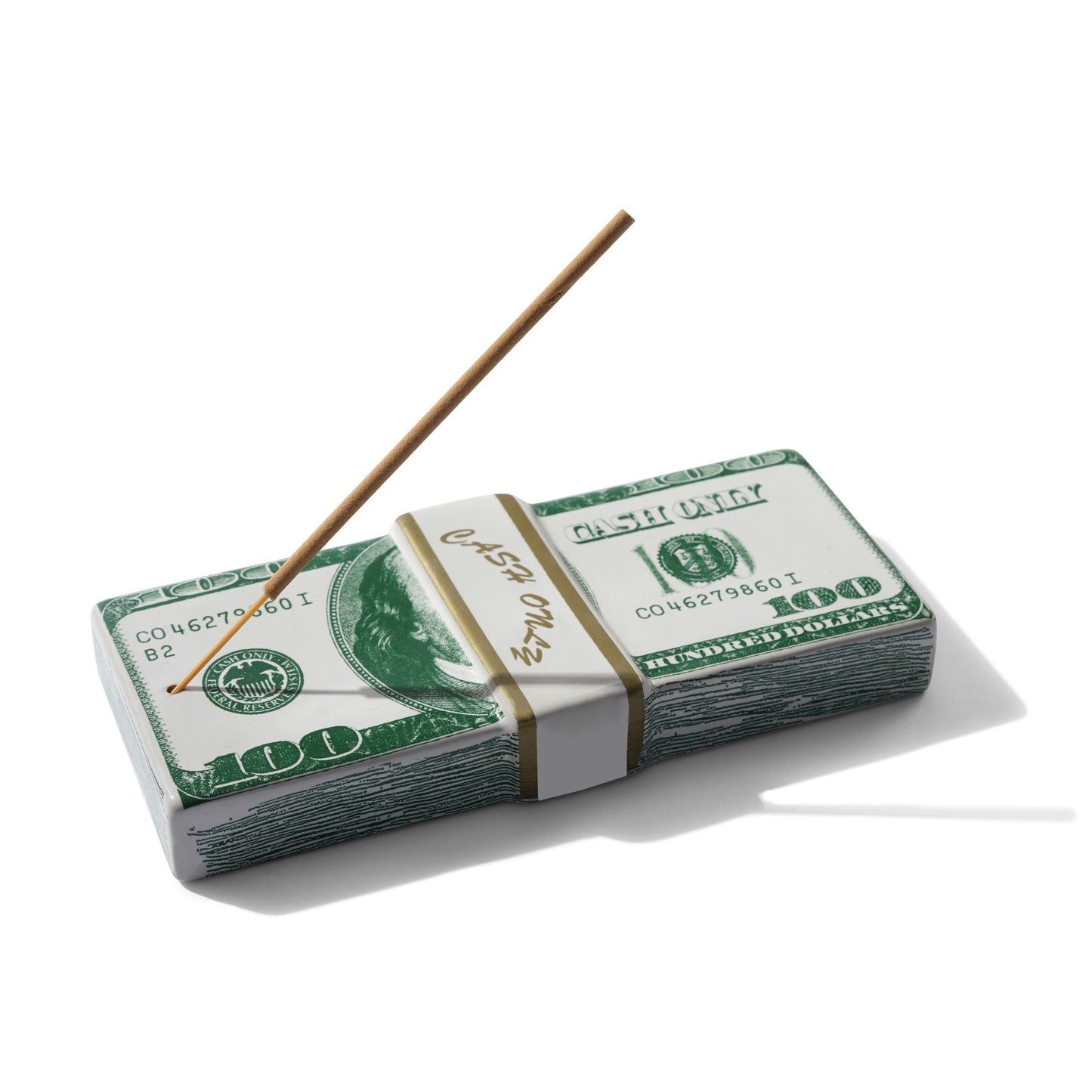 Cash Only Money Stack Incense Holder - Green