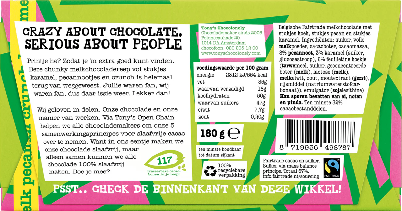 Tony’s Chocolonely Milk Chocolate Pecan Crunch Caramel