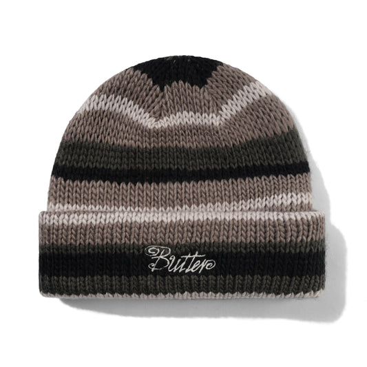 Butter Goods Ombre Stripe Knit Beanie - Black