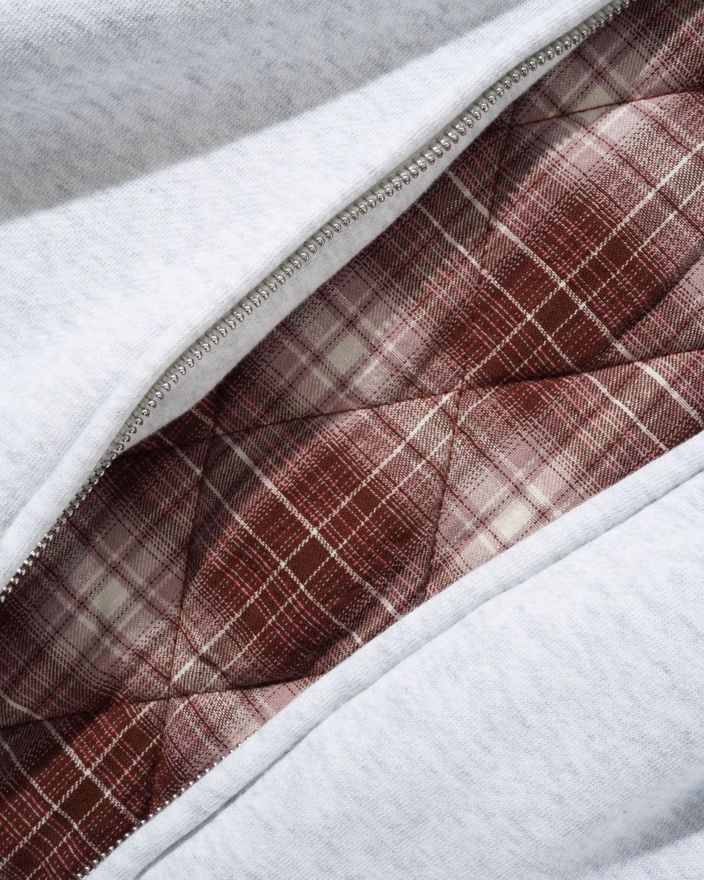 Butter Goods Plaid Lined Zip Hoodie - Ash